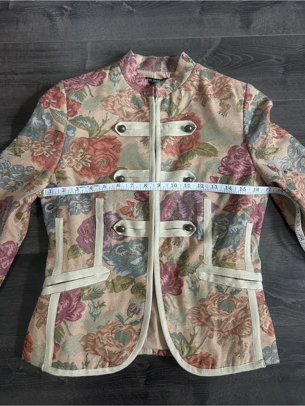 Mario Serrani Tapestry Floral Military Jacket Whimsigoth Victorian Blazer 4 - Picture 4 of 10